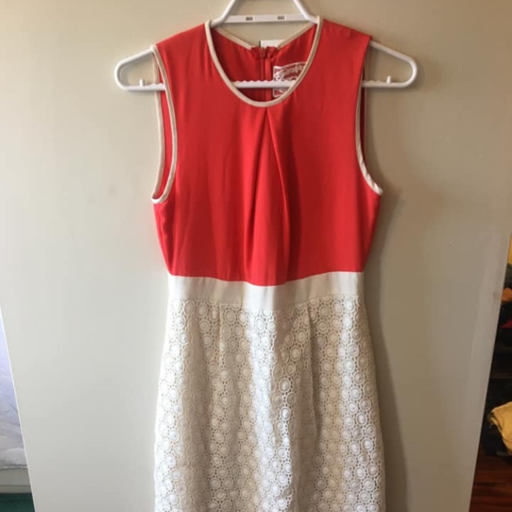 Pink Martini | Pink & Cream Lace Midi Dress